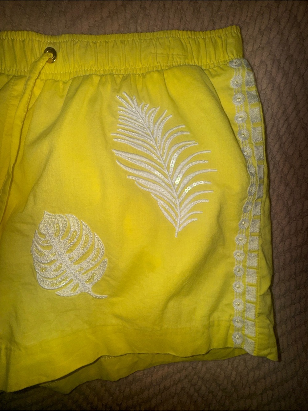 Lilly Pulitzer Katia Embroidered Watch Hill Yellow Sequin Shorts size small - Picture 11 of 13